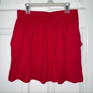 Red Cotton Mini Skirt